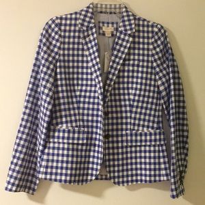 J.Crew Factory Gingham Linen Cotton Blazer, size 2